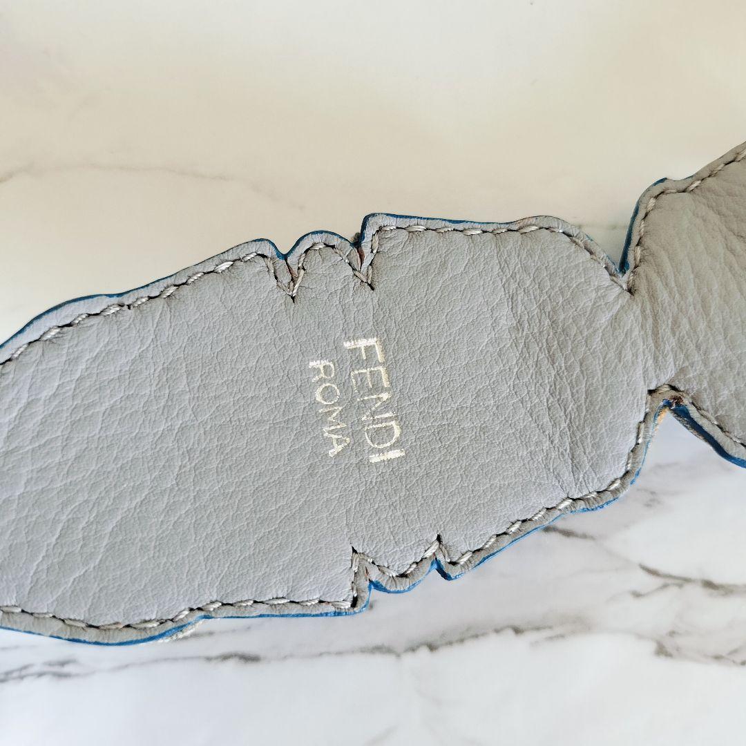 美品☆FENDI フェンディ☆ストラップユー ブルー×ホワイト ラインストーン