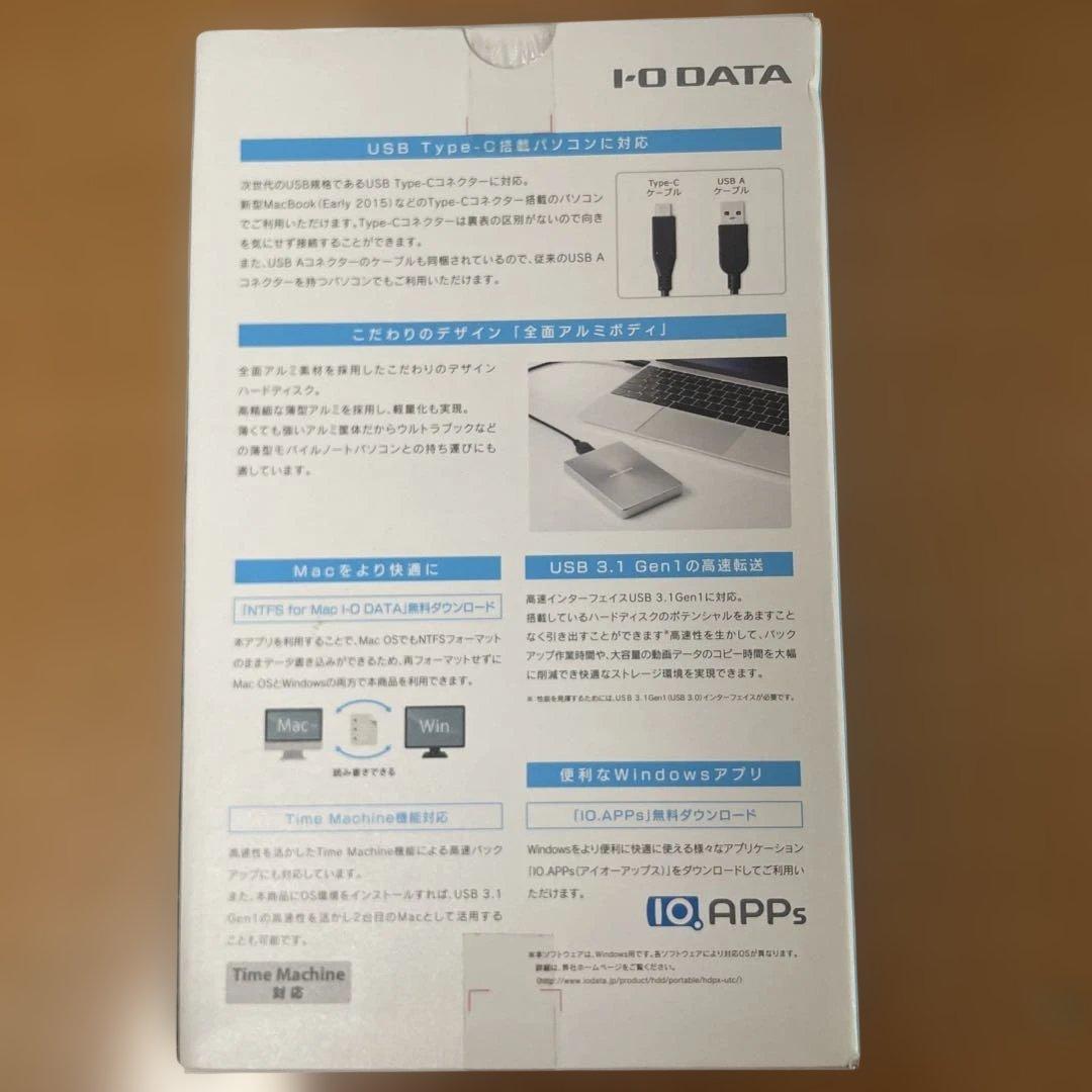 【新品】I-O DATA 2TB USB Type-C ポータブルHDD