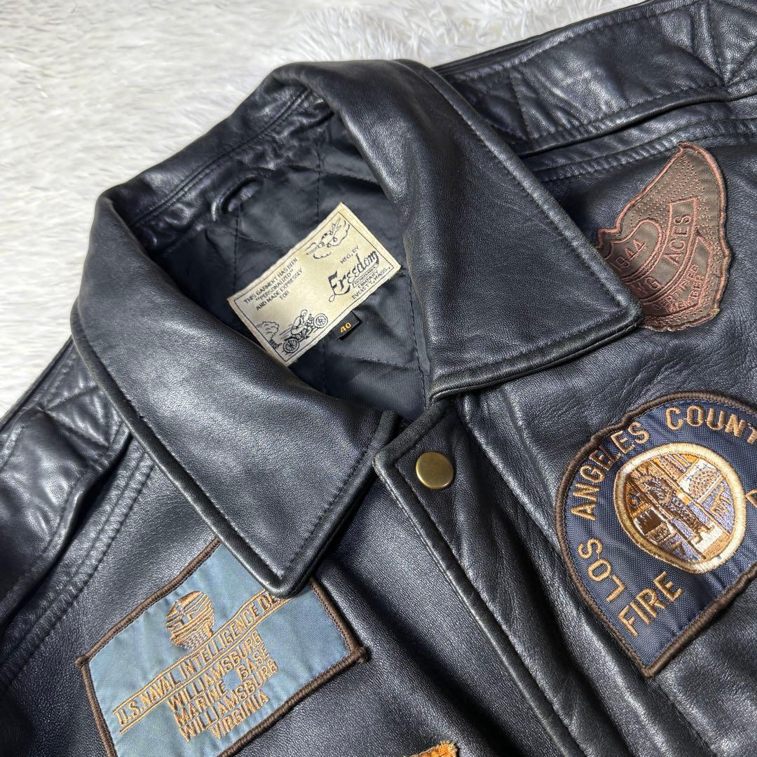 【90s】Freedom 羊革 A-2 フライトレザージャケット L トップガン