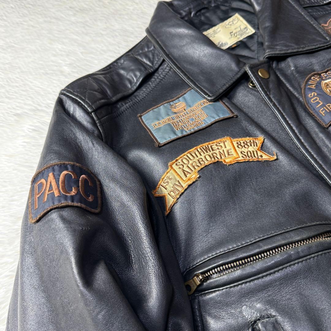 【90s】Freedom 羊革 A-2 フライトレザージャケット L トップガン