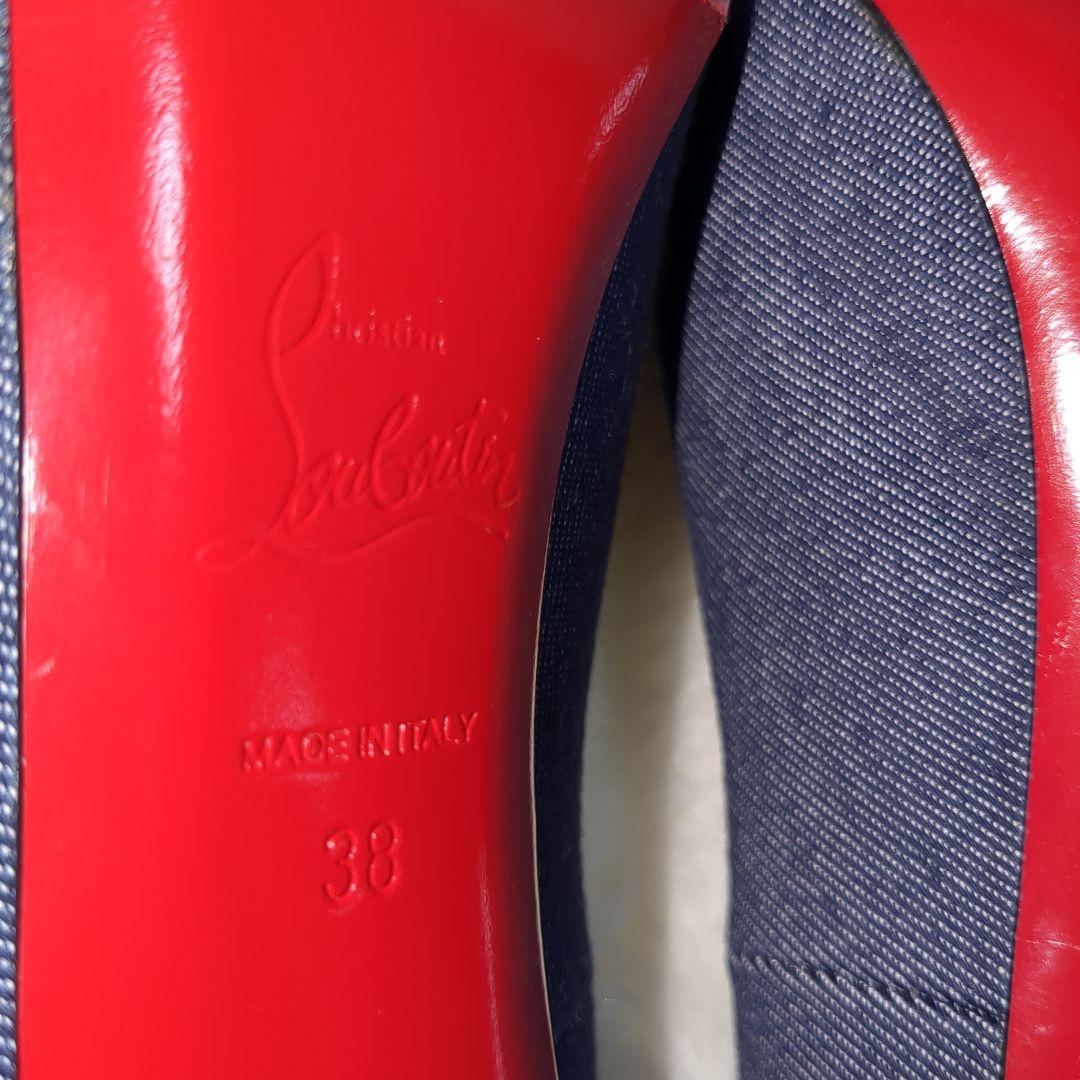 【38 size】クリスチャン ルブタン　パンプス　靴　オープントゥ　デニム