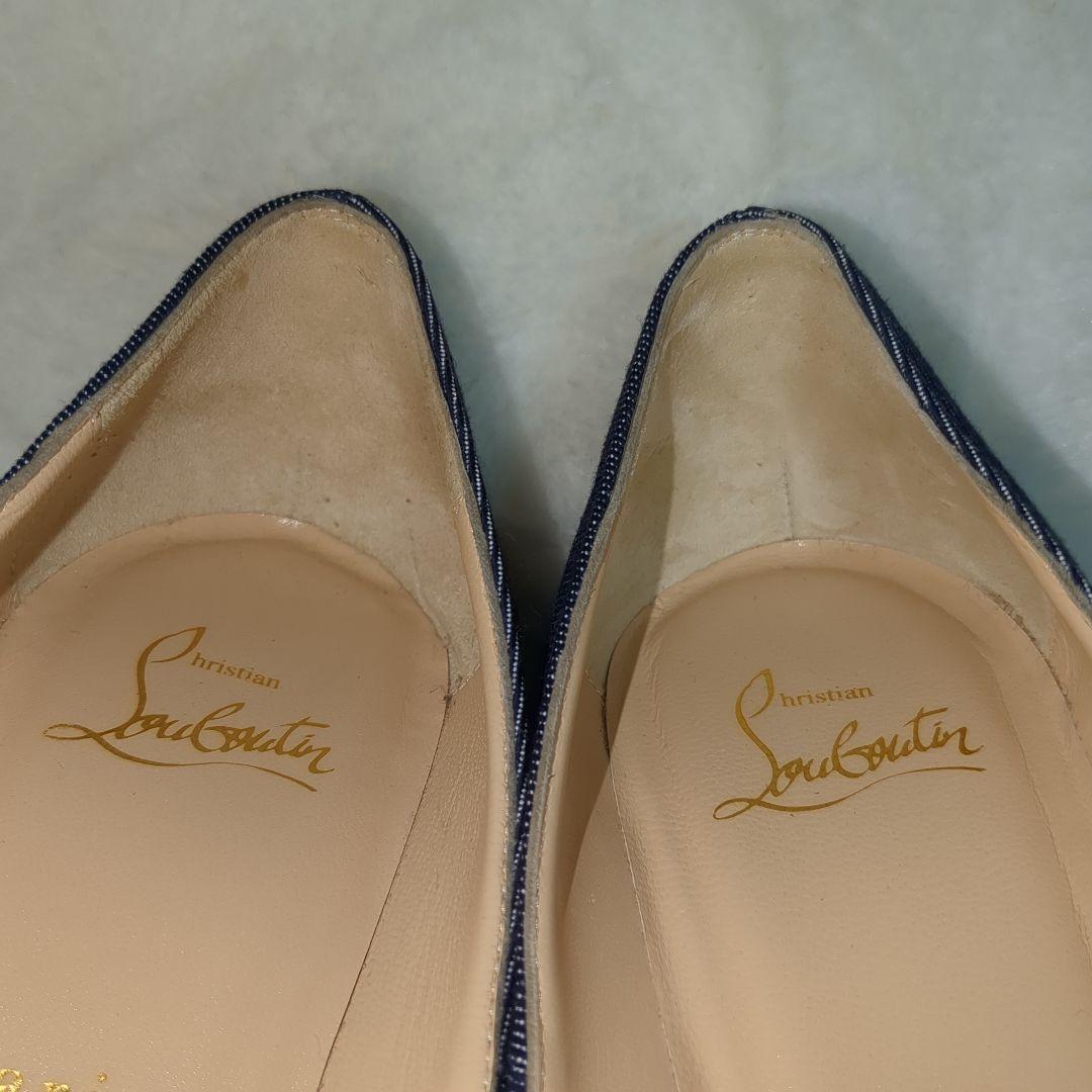 【38 size】クリスチャン ルブタン　パンプス　靴　オープントゥ　デニム