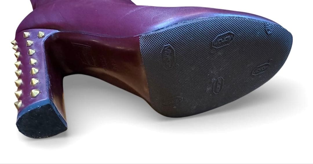 美品‼︎ GUCCI レザーロングブーツ スタッズ ヒール バーガンディ