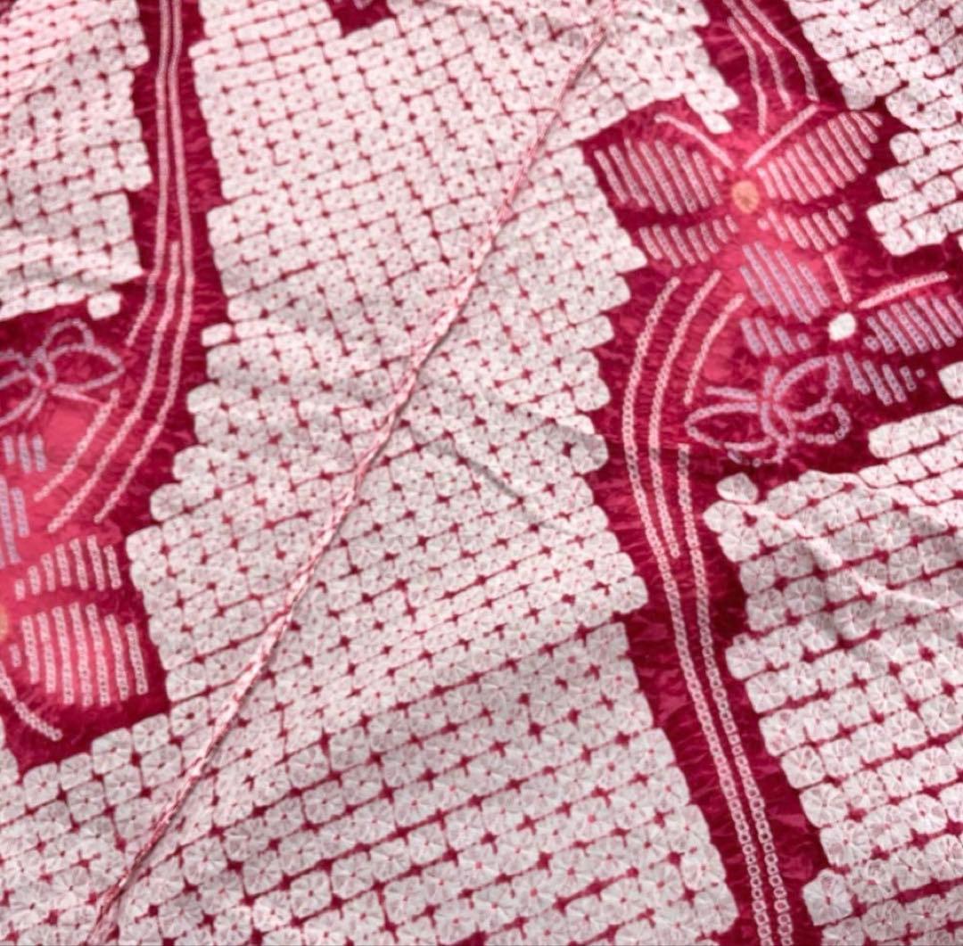 美品 有松鳴海絞り浴衣 ピンク系　蜘蛛絞り　綿