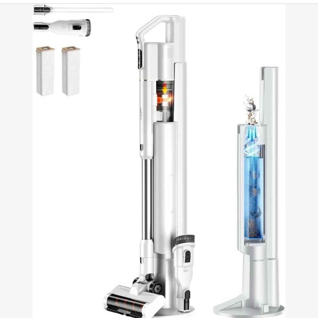 V500 コードレス掃除機　3段階吸引力　自動ゴミ収集　多機能ブラシ付き