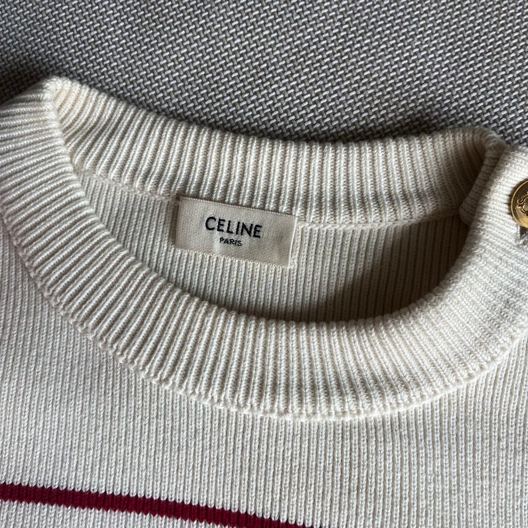CELINE ボタン付きストライプニットセーター