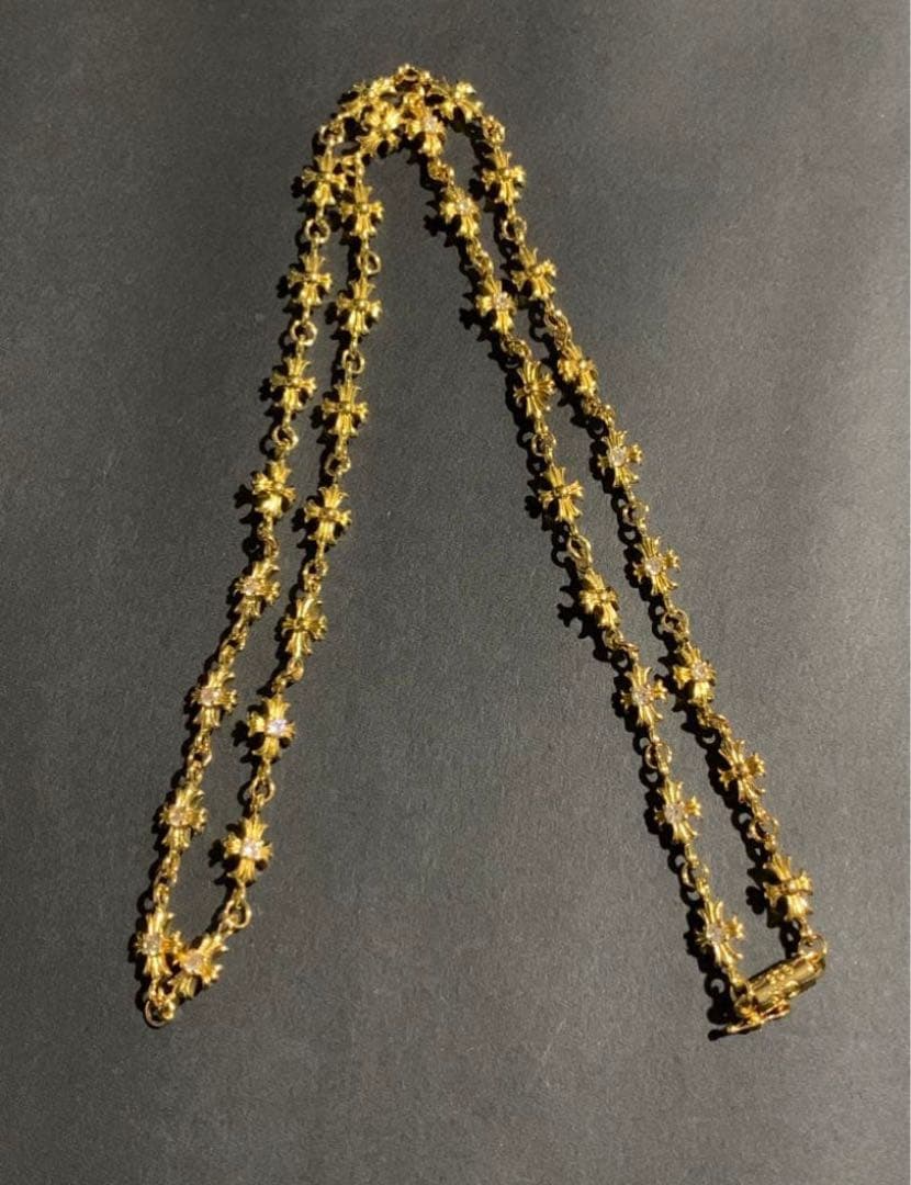 とも　22k ダイヤ　タイニークロスチェーン　ネックレス 50㎝