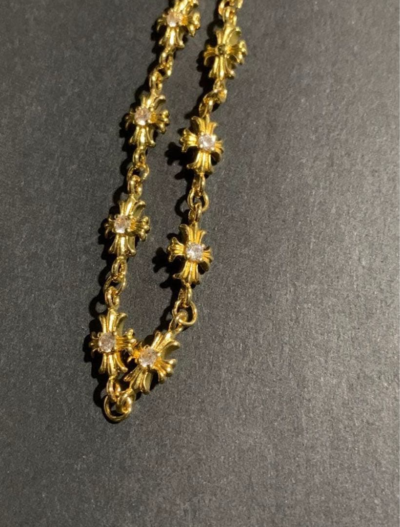 とも　22k ダイヤ　タイニークロスチェーン　ネックレス 50㎝