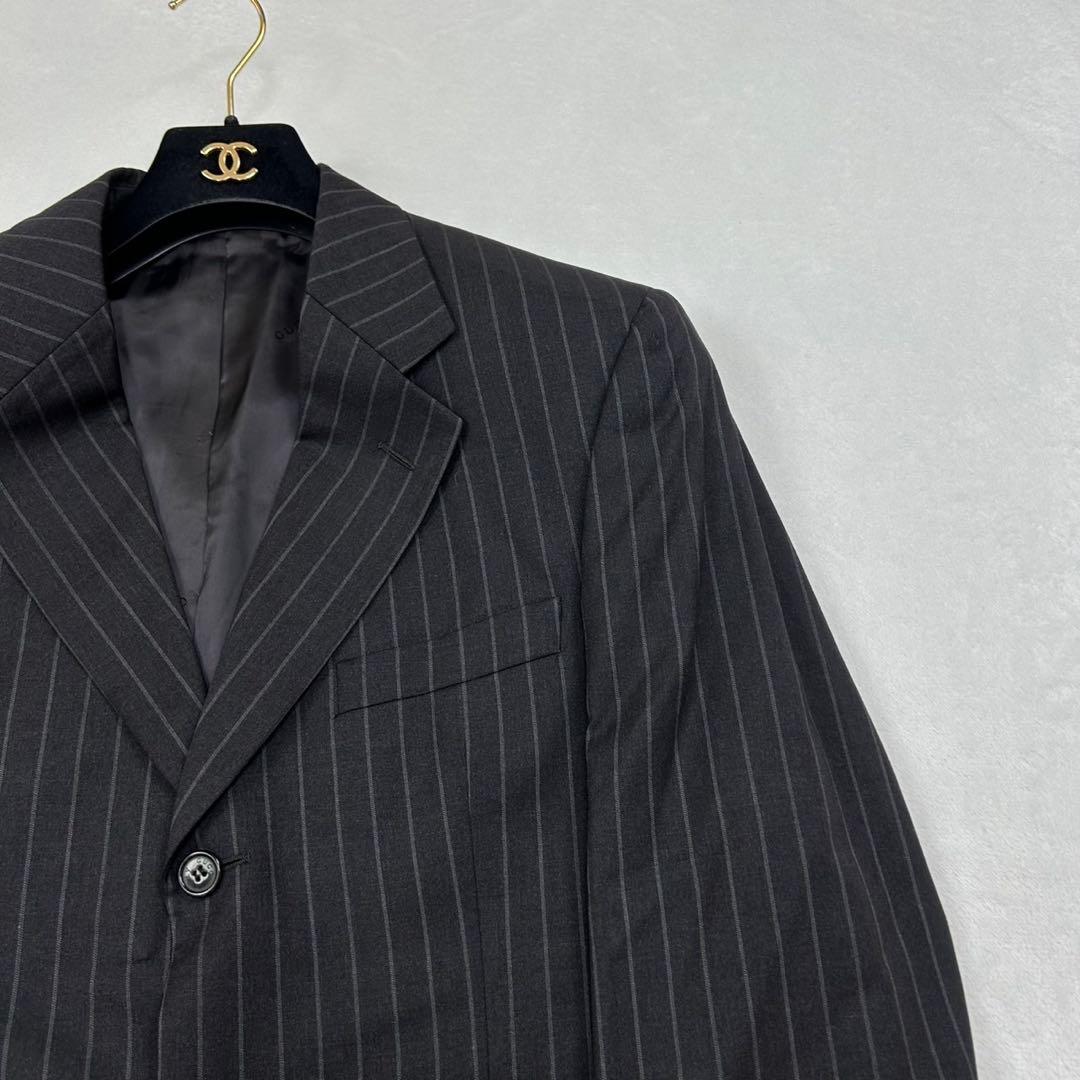 F705 美品 L 48 グッチ ストライプ シングル スーツJKT メンズ