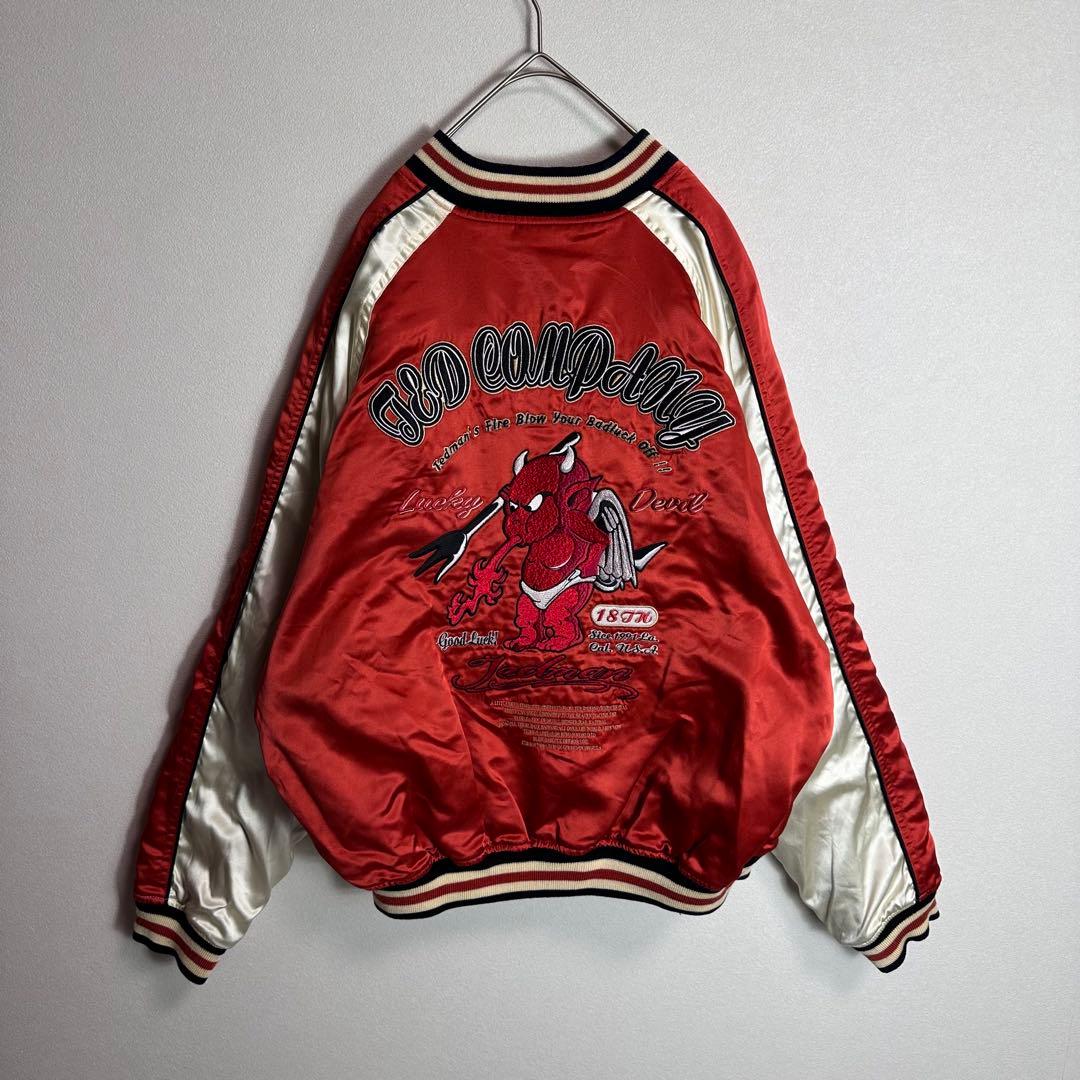 【希少】テッドマン　スカジャン　ベロア　別珍　リバーシブル　豪華刺繍　短丈　L