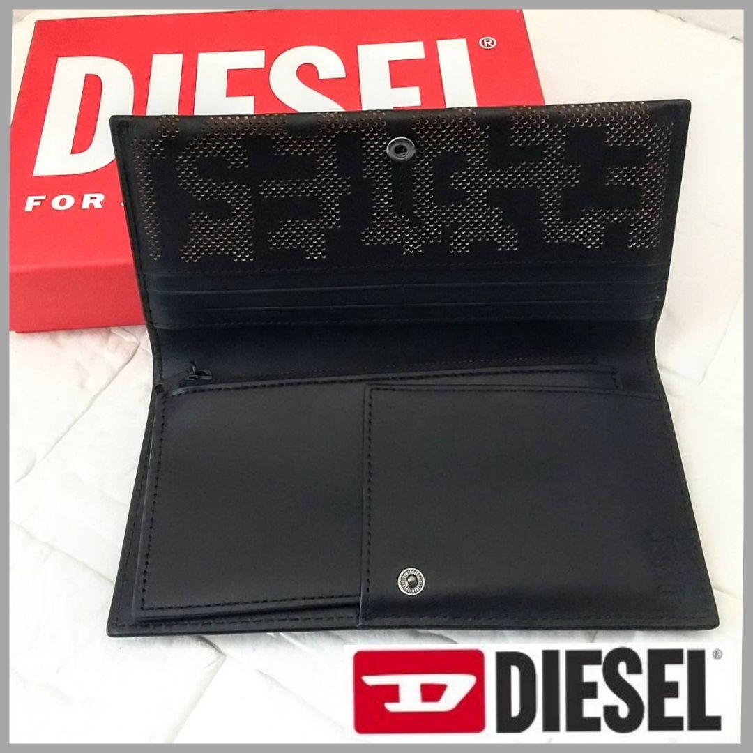 ◤最終価格◢ DIESEL レザー長財布 ブラック×ブラウン メッシュ 超美品