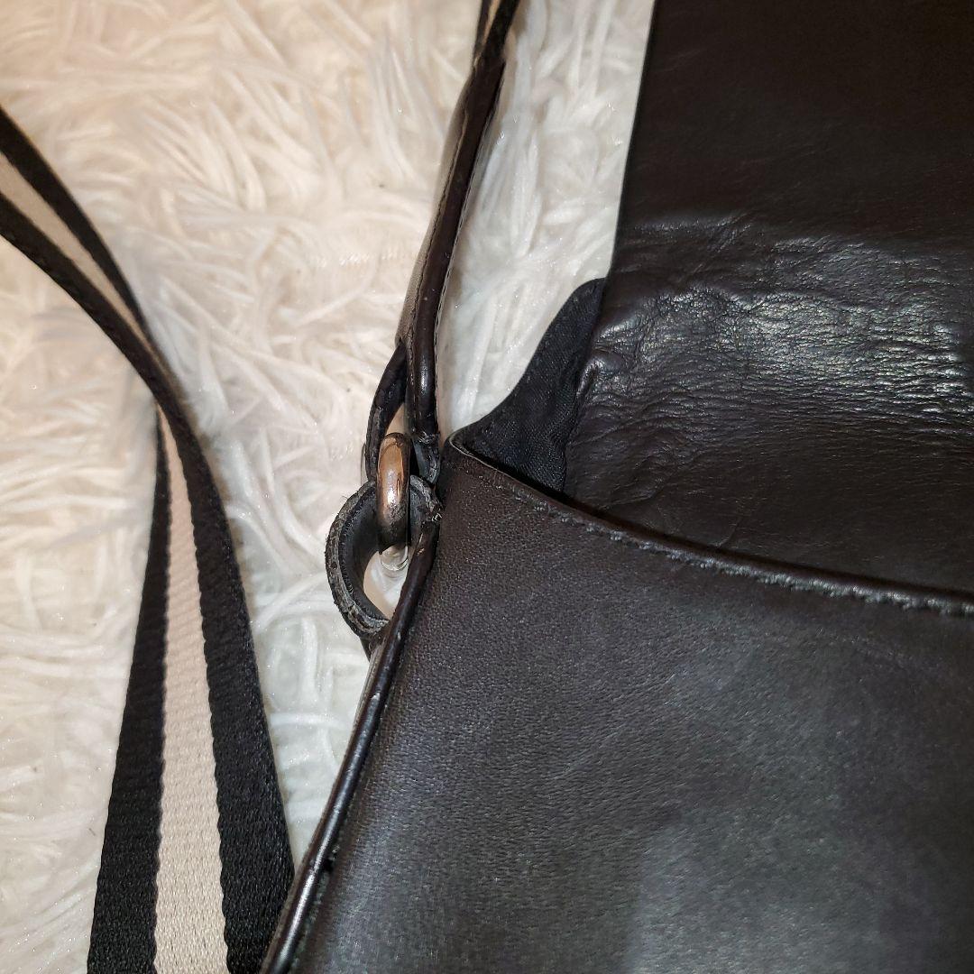 ⭐美品⭐BALLY ミニ メッセンジャーバッグ レザー 黒 ストライプ