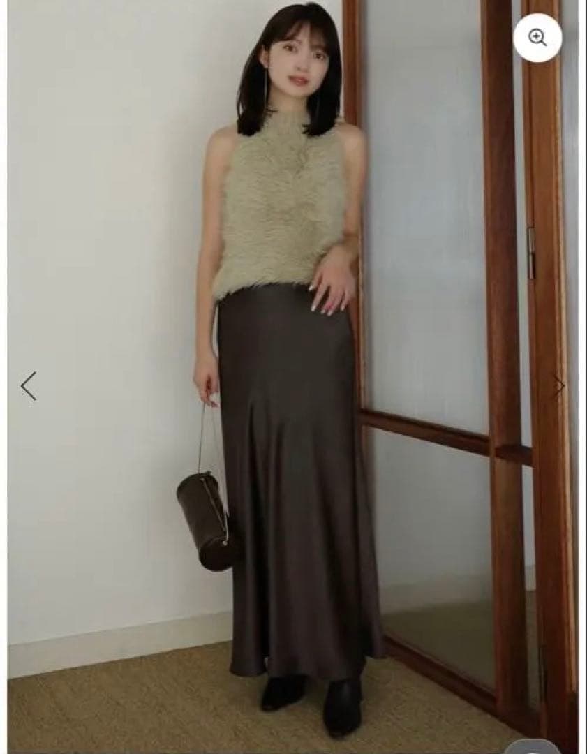 anuans サテンナロースカート 25aw ブラウン系