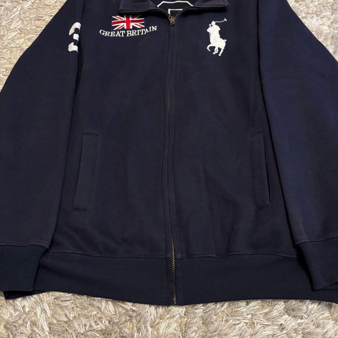 90sポロラルフローレン ネイビー ジップアップ スウェット イギリス 裏起毛