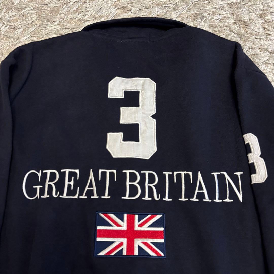 90sポロラルフローレン ネイビー ジップアップ スウェット イギリス 裏起毛