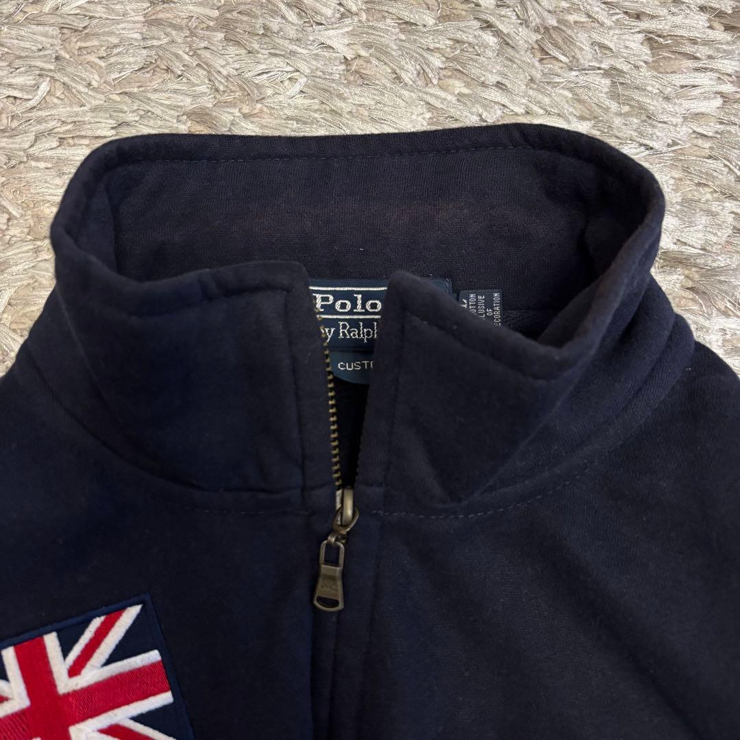 90sポロラルフローレン ネイビー ジップアップ スウェット イギリス 裏起毛