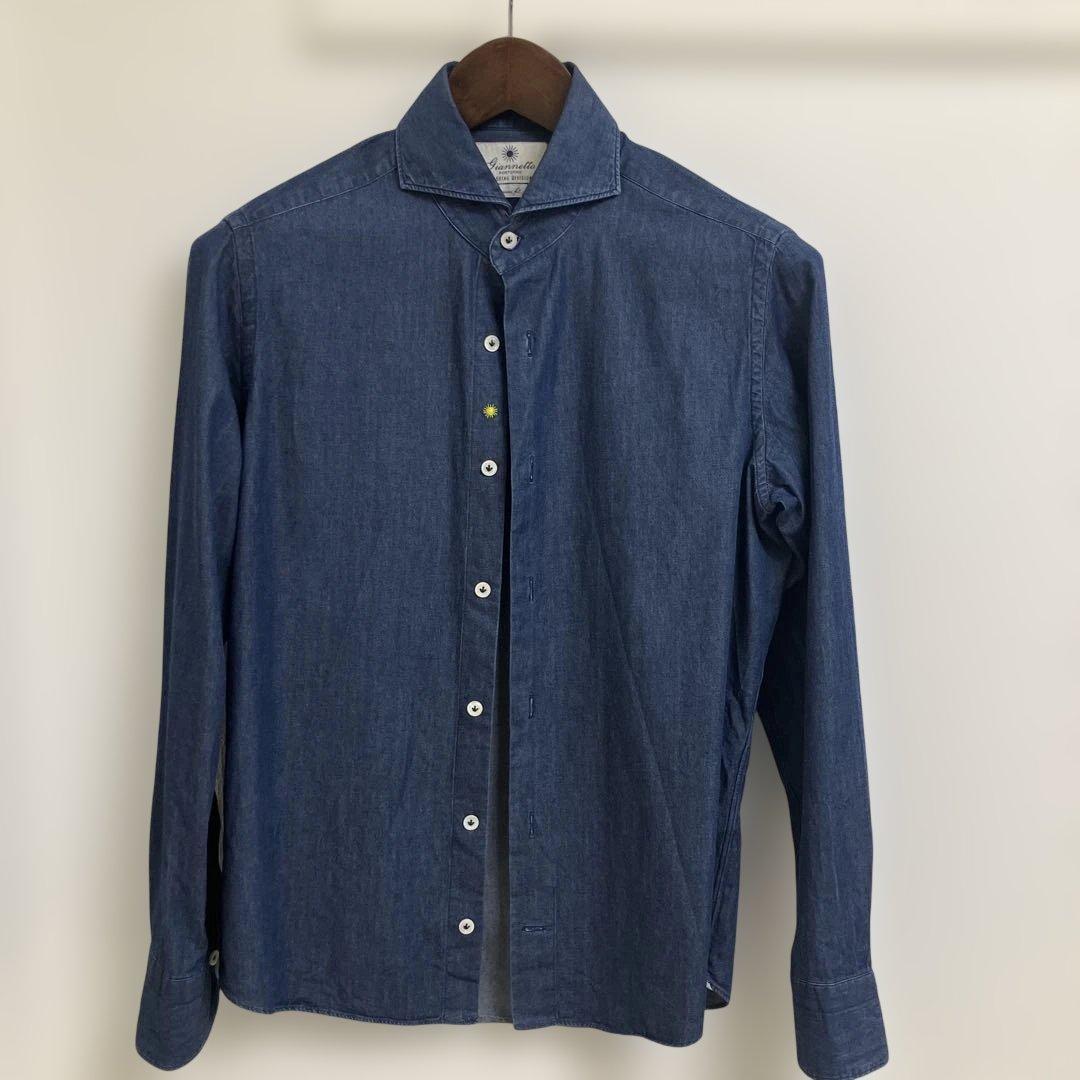 け*ち様 【ジャンネット】GIANNETTO カッタウェイ デニムシャツ S 首