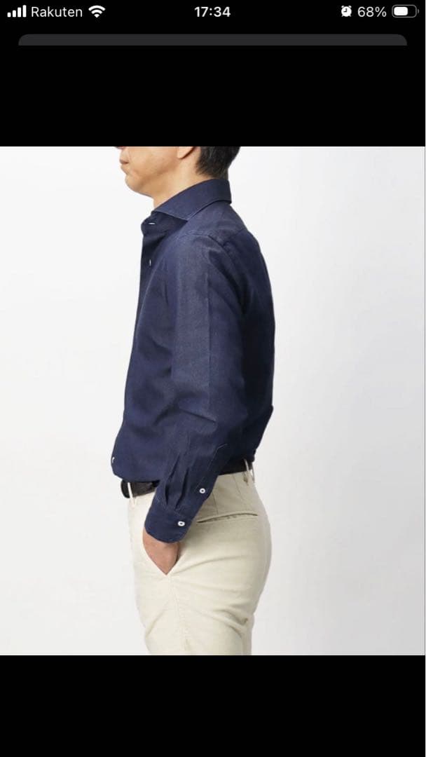 け*ち様 【ジャンネット】GIANNETTO カッタウェイ デニムシャツ S 首