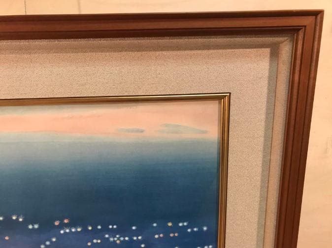 小野竹喬　「京の灯」　木版画　落款・作品証明シール有り