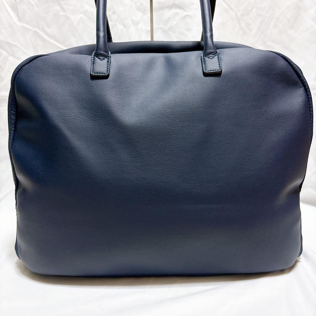 【美品✨】AWW サボテン ヴィーガン レザー ネイビー ボストンバッグ 大容量