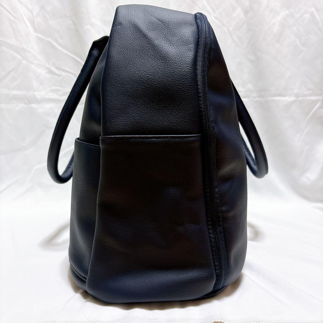 【美品✨】AWW サボテン ヴィーガン レザー ネイビー ボストンバッグ 大容量