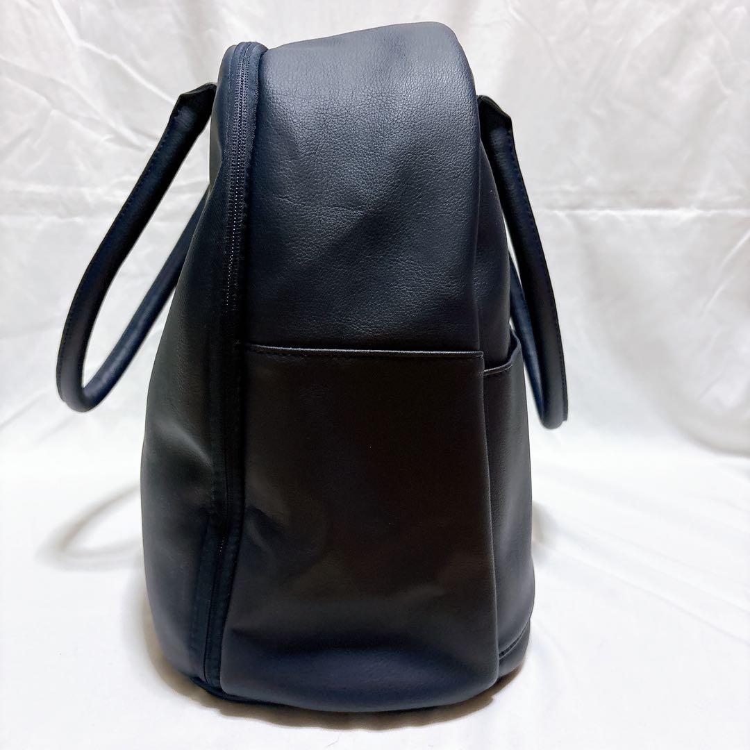 【美品✨】AWW サボテン ヴィーガン レザー ネイビー ボストンバッグ 大容量