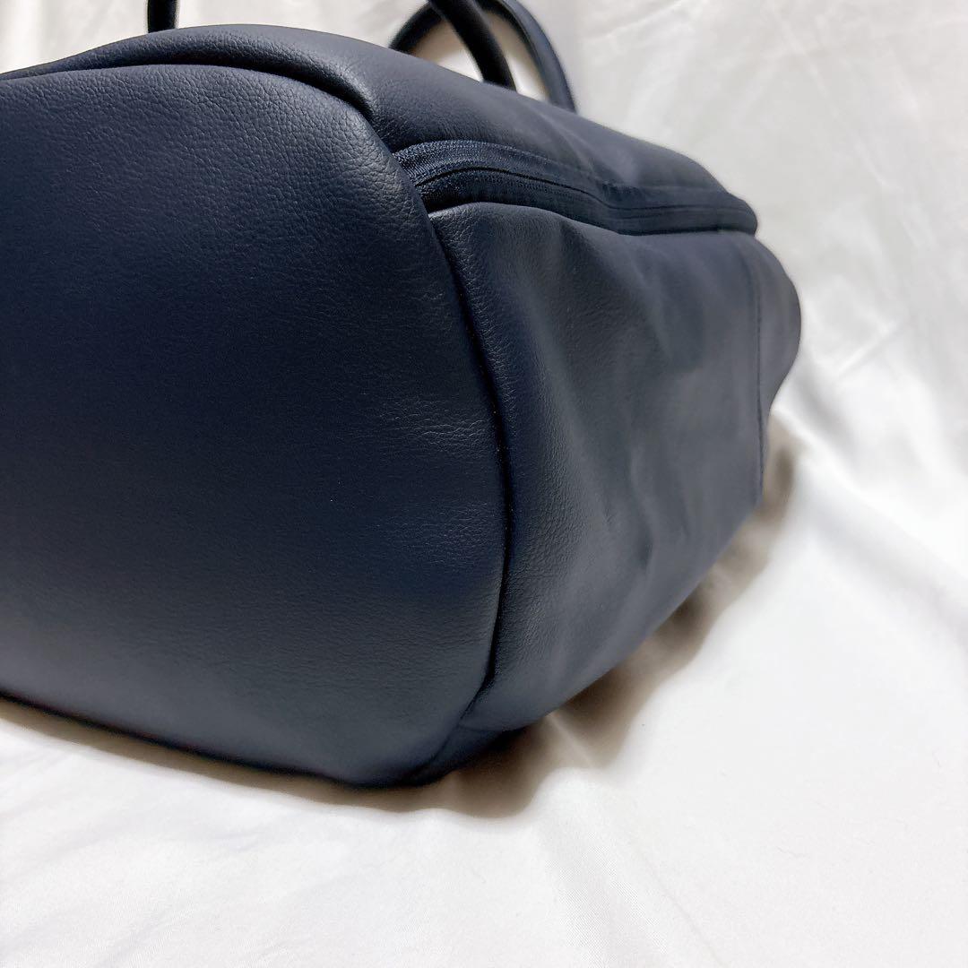 【美品✨】AWW サボテン ヴィーガン レザー ネイビー ボストンバッグ 大容量