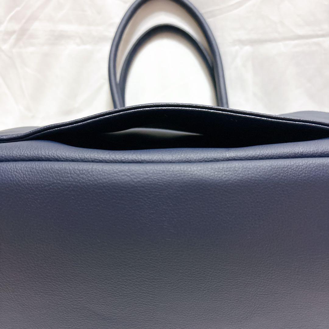 【美品✨】AWW サボテン ヴィーガン レザー ネイビー ボストンバッグ 大容量