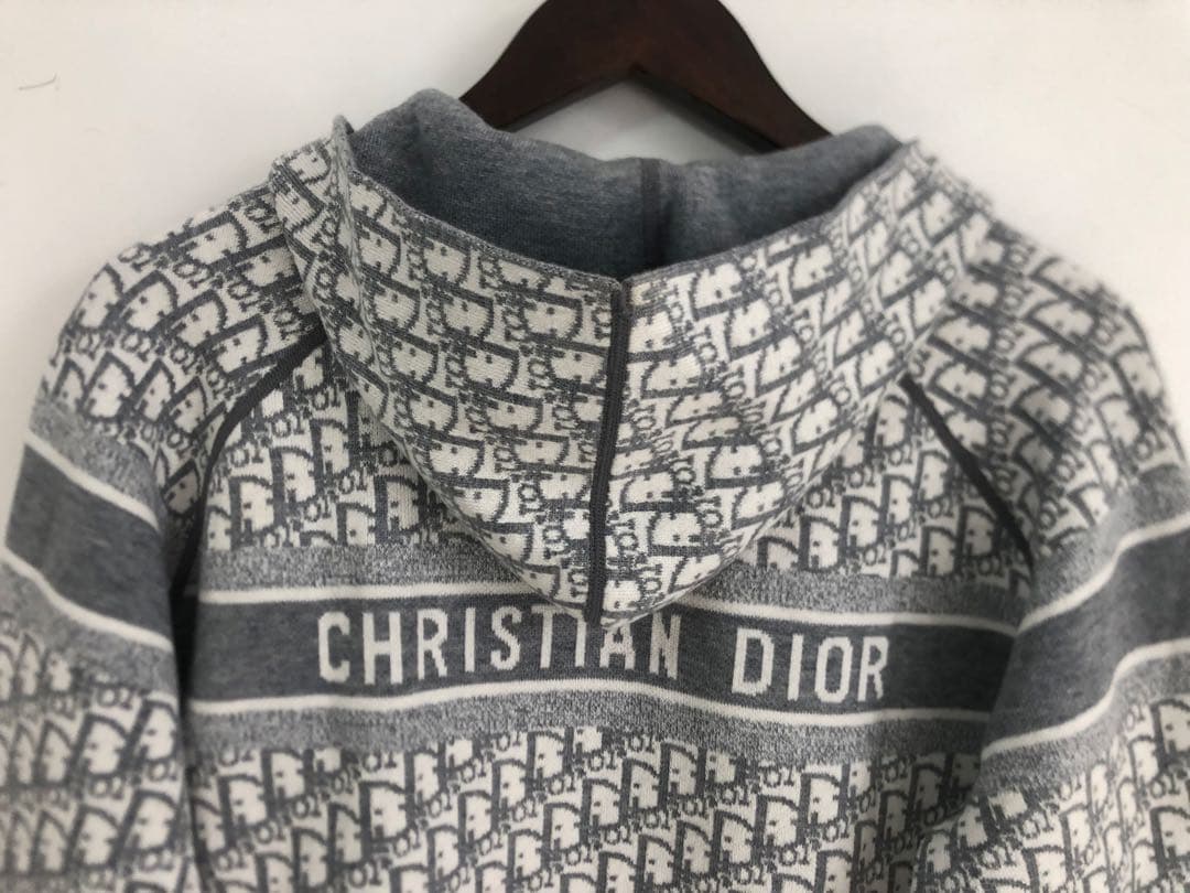 Dior ディオール　ニットセーター　グレー　フーディ　綺麗　両面