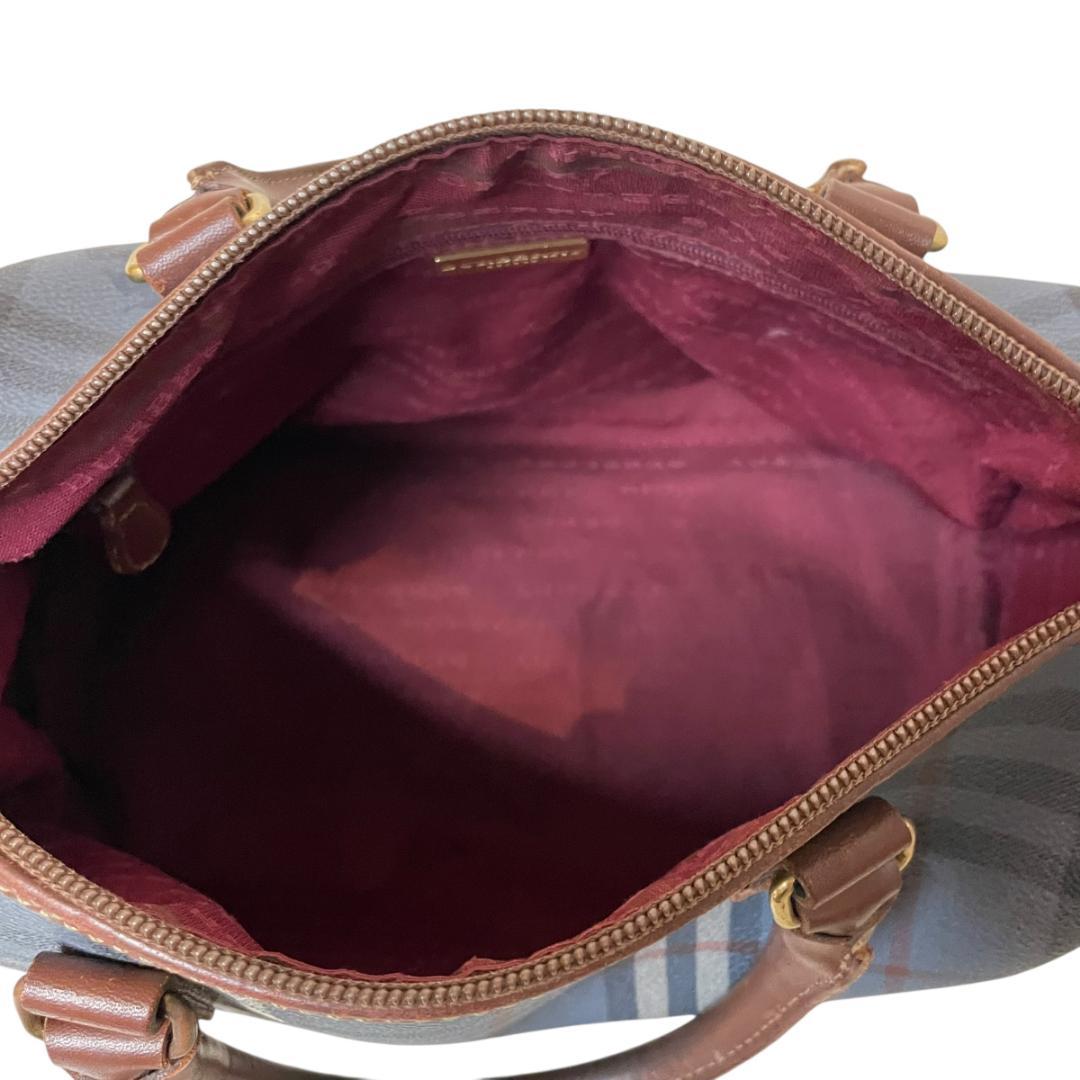 BURBERRY バーバリー ノバチェック ボストンバッグ 水色