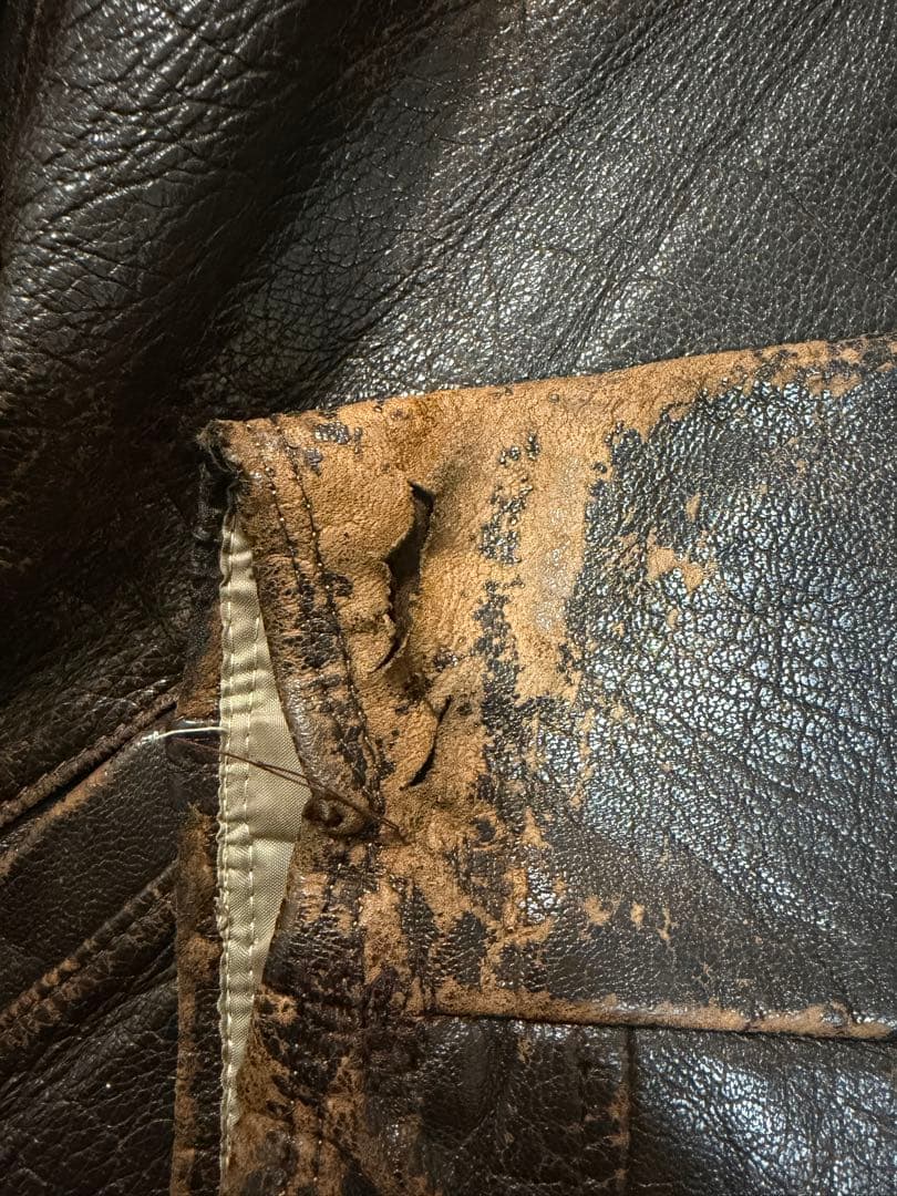 【Vintage】50s レザースポーツジャケット 襤褸 レザースポジャケ 激渋