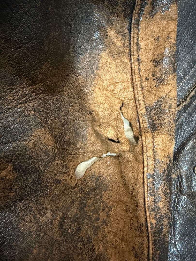 【Vintage】50s レザースポーツジャケット 襤褸 レザースポジャケ 激渋