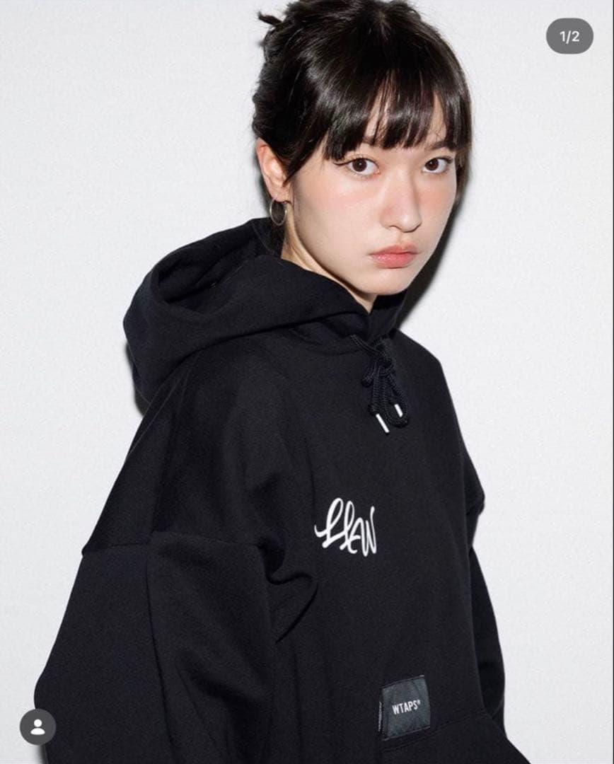 WTAPS フード付きオーバーサイズパーカー ブラック