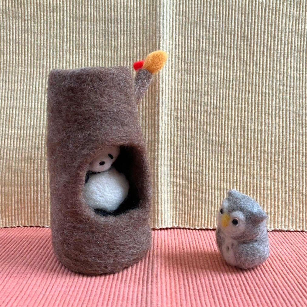 みみ 羊毛フェルト 作品 赤ちゃんパンダの冬のお散歩
