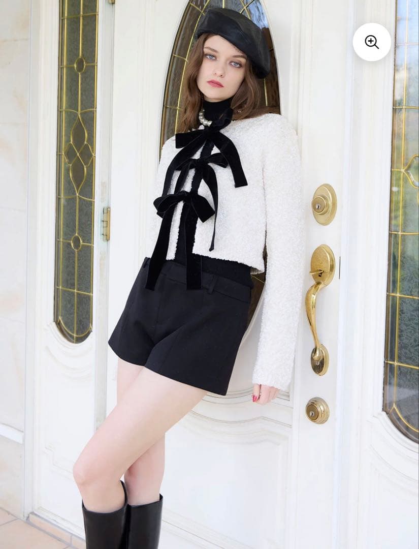 eimy istoire フロントリボンニットトップス