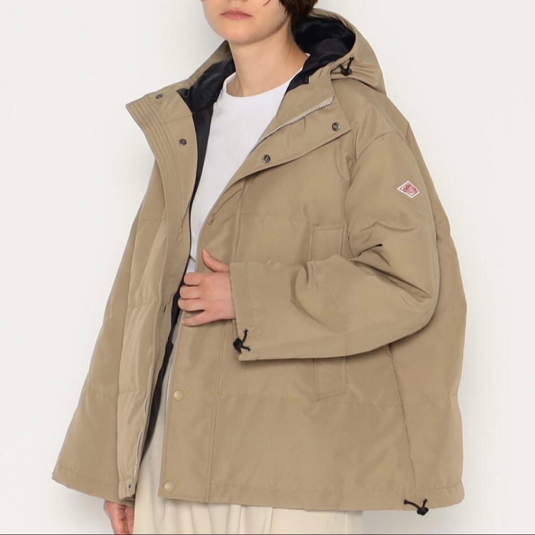 DANTON オーバーサイズ フーデッド ダウンジャケット　ベージュ　XS