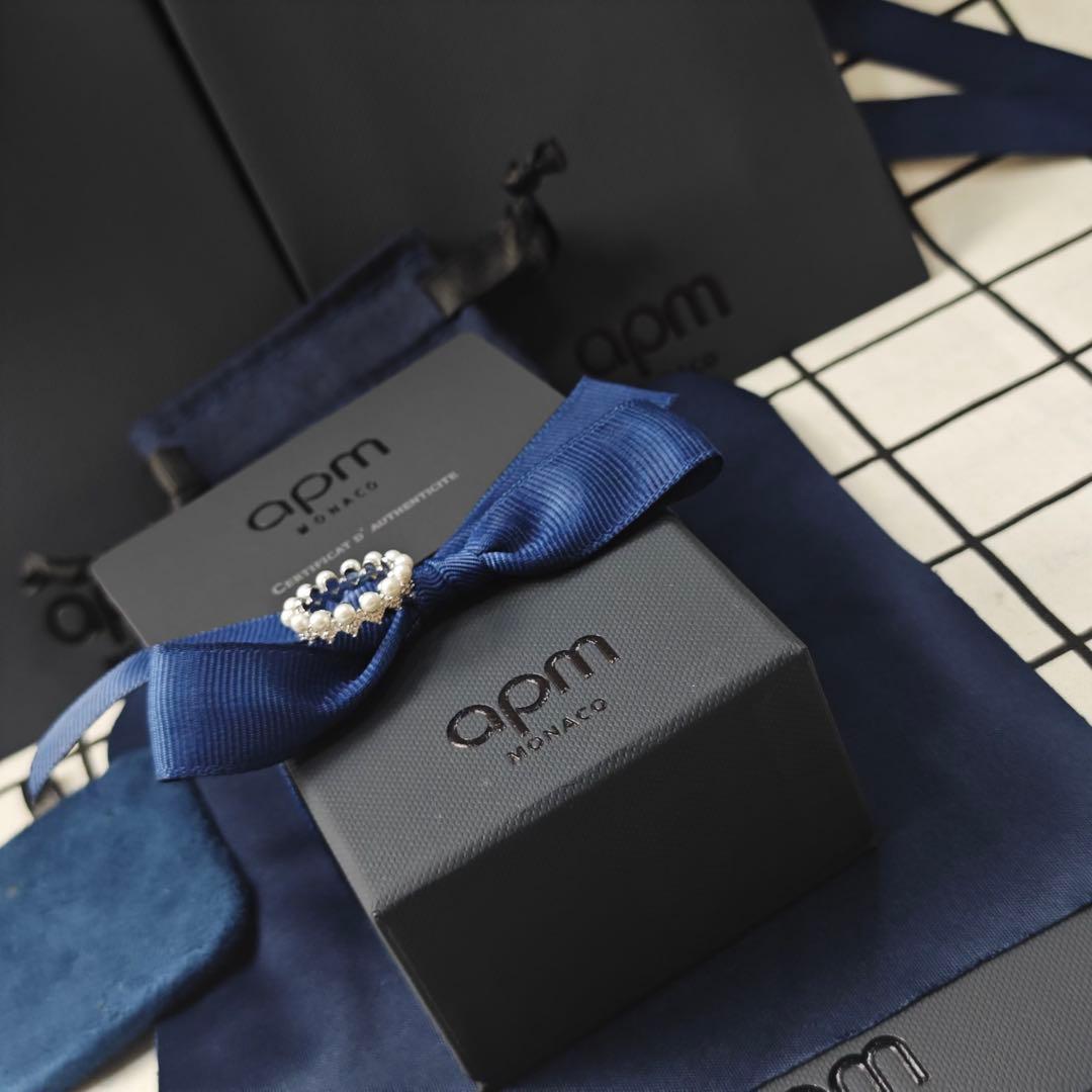 【apm Monaco 】925.ホワイト パールク リスタルリング 指輪 50