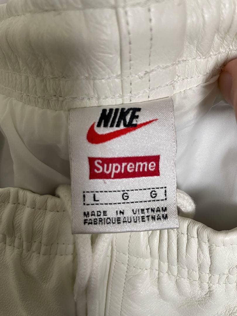 Nike Supreme ナイキ　シュプリーム　ホワイトレザーパンツ Lサイズ