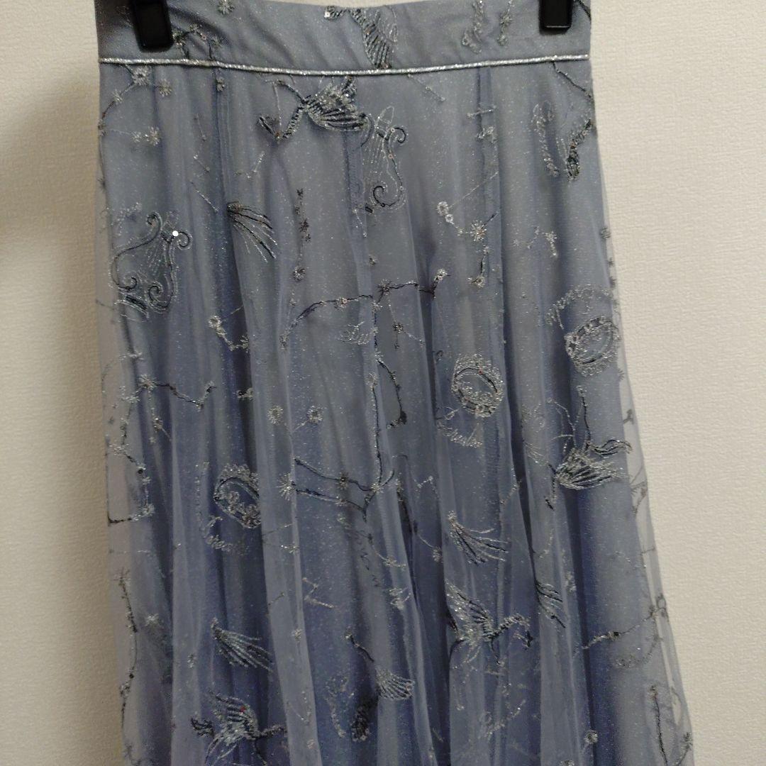 フレイアイディー エトワールエンブロイダリー チュール スカート LBLU