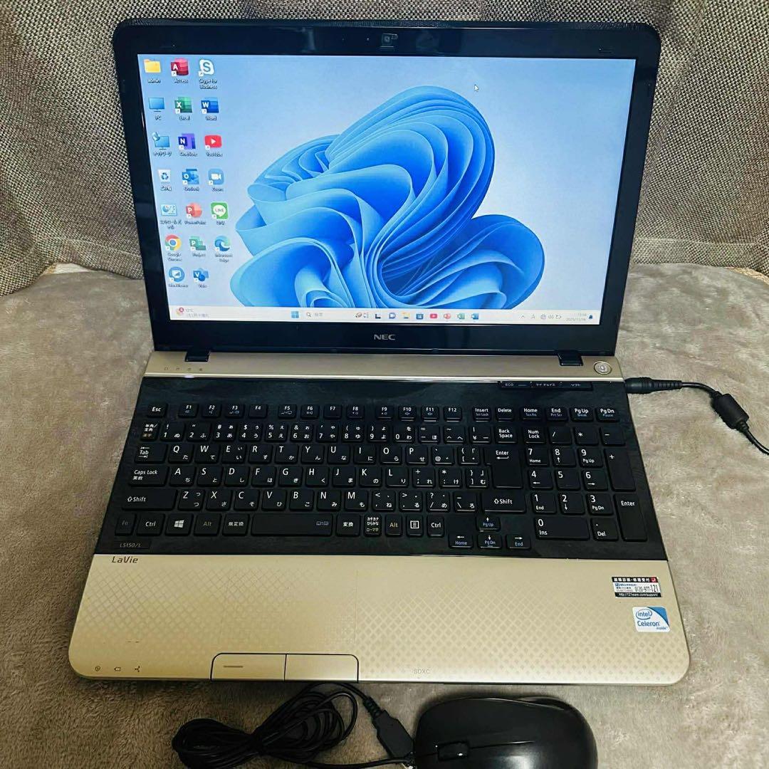 S204 NECノートパソコンSSDサクサク動く Windows11オフィス付き