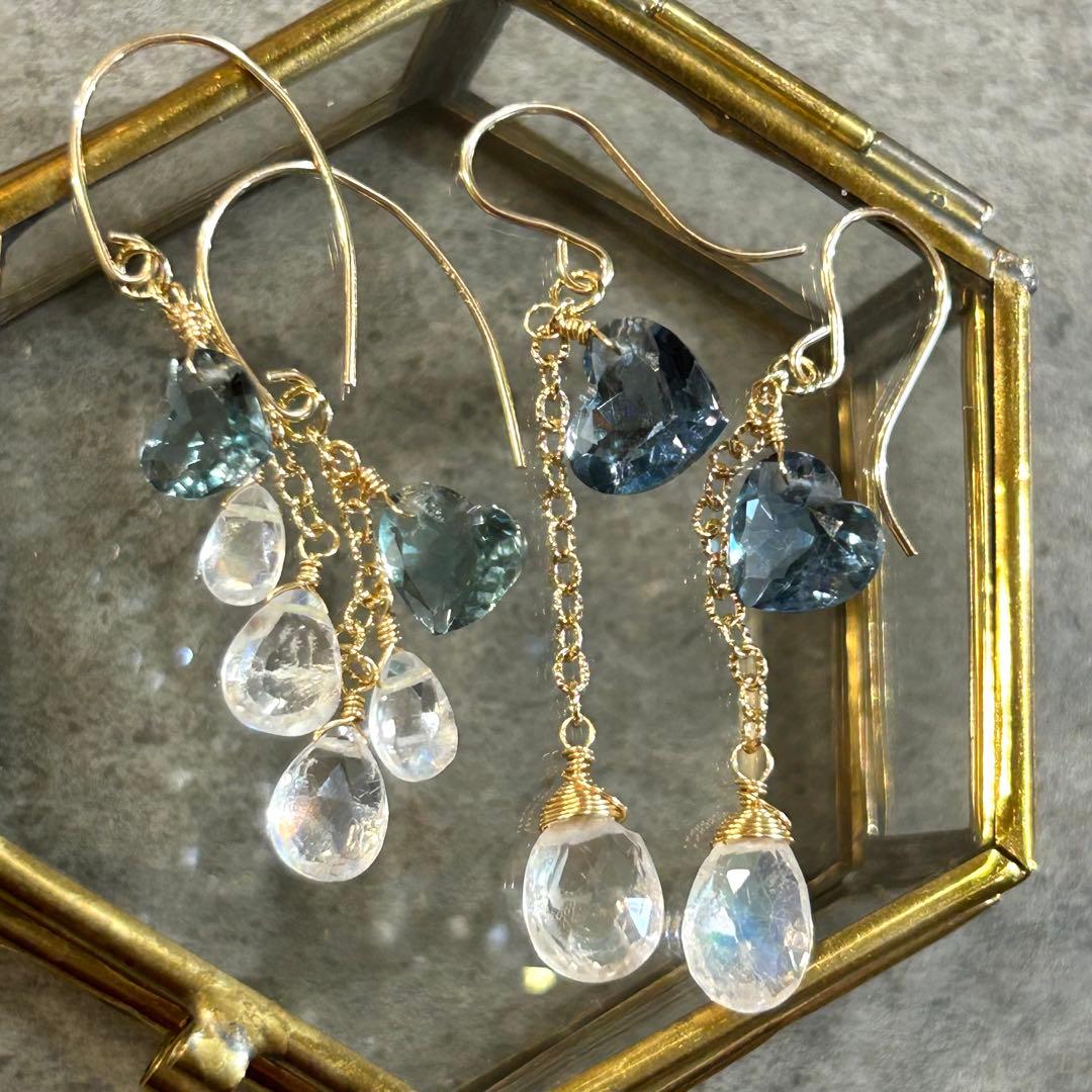 専用✳︎超高品質✳︎フローライト　ファセットハート　14kgf　天然石イヤリング