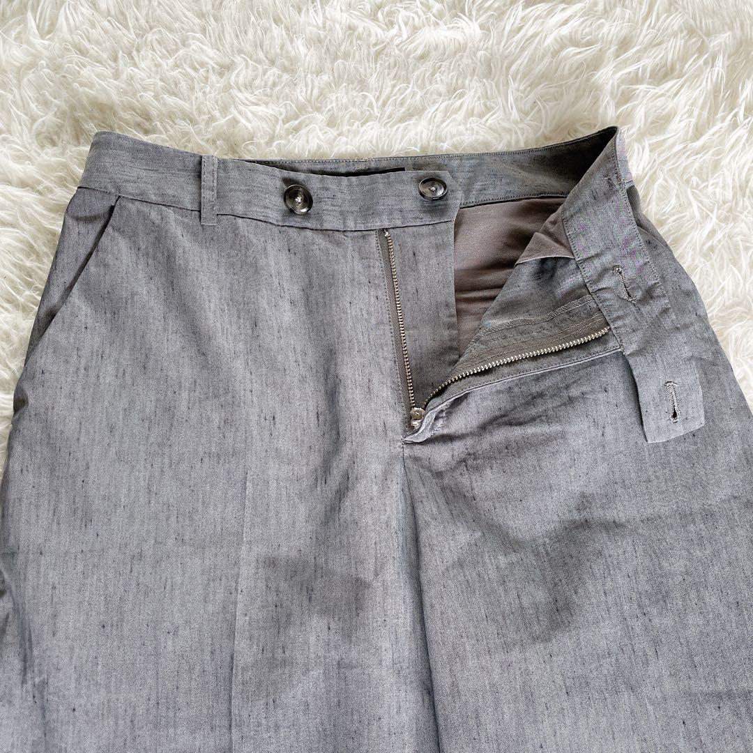 【グリーンレーベル】ノーカラージャケットパンツ セットアップ リネン グレー38