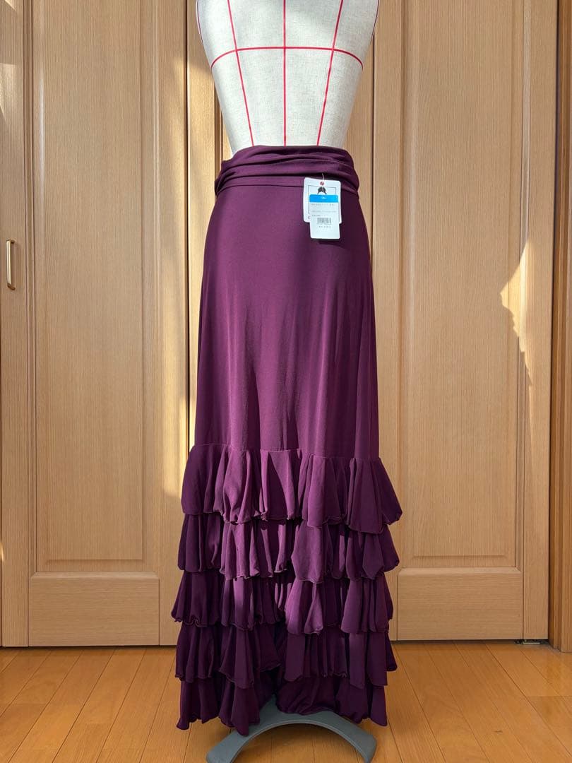 【スペイン製 フラメンコ ファルダ】5段フリル付きハイウエストストレッチスカート