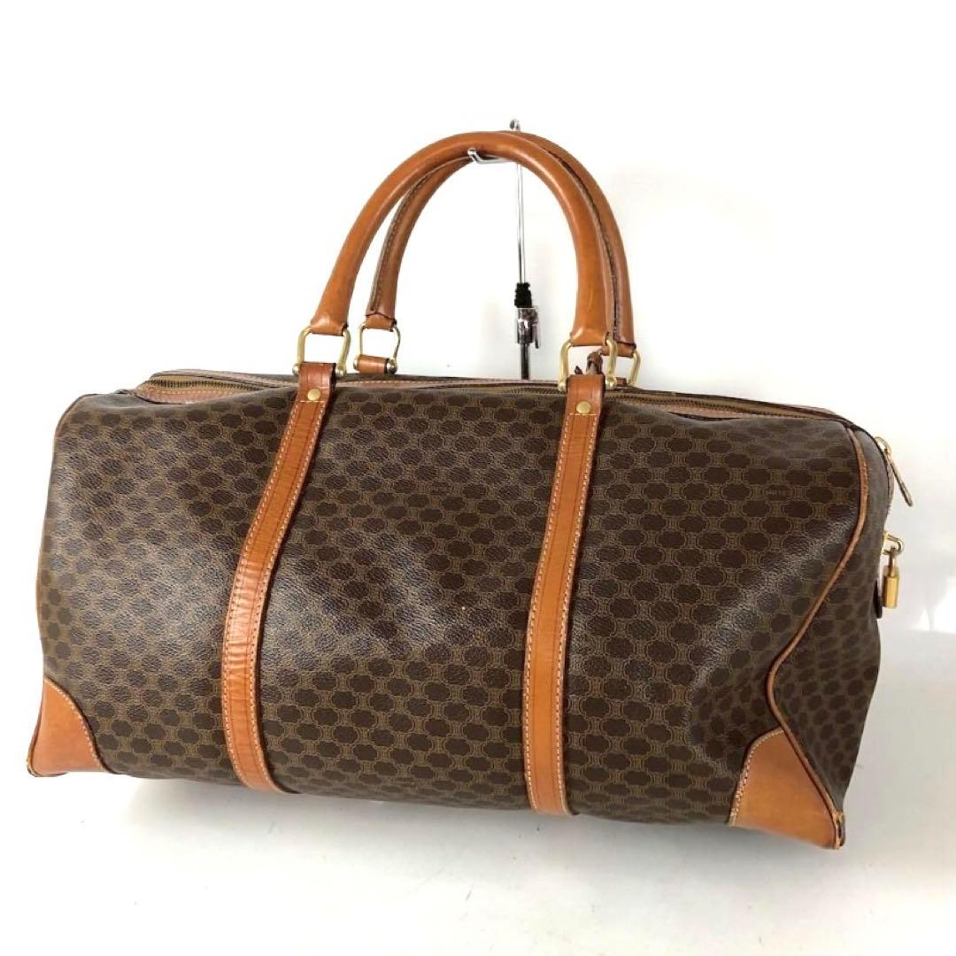 セリーヌ マカダム柄 ボストンバッグ レザー ブラウン レディース bag