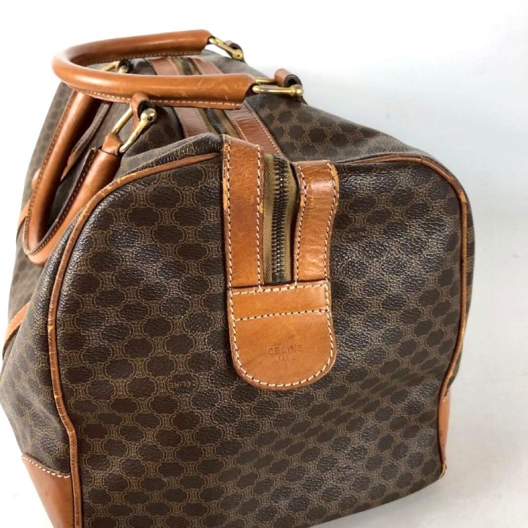 セリーヌ マカダム柄 ボストンバッグ レザー ブラウン レディース bag