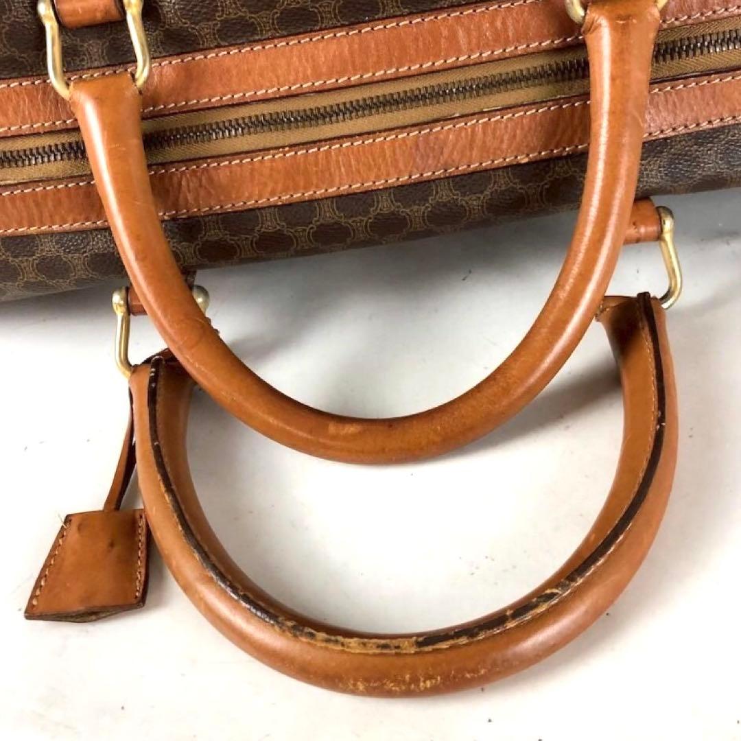 セリーヌ マカダム柄 ボストンバッグ レザー ブラウン レディース bag