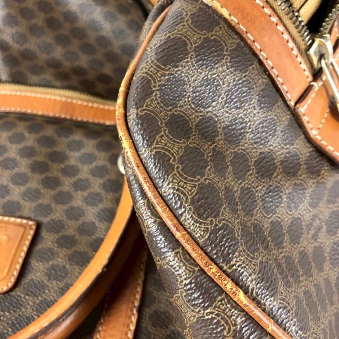 セリーヌ マカダム柄 ボストンバッグ レザー ブラウン レディース bag