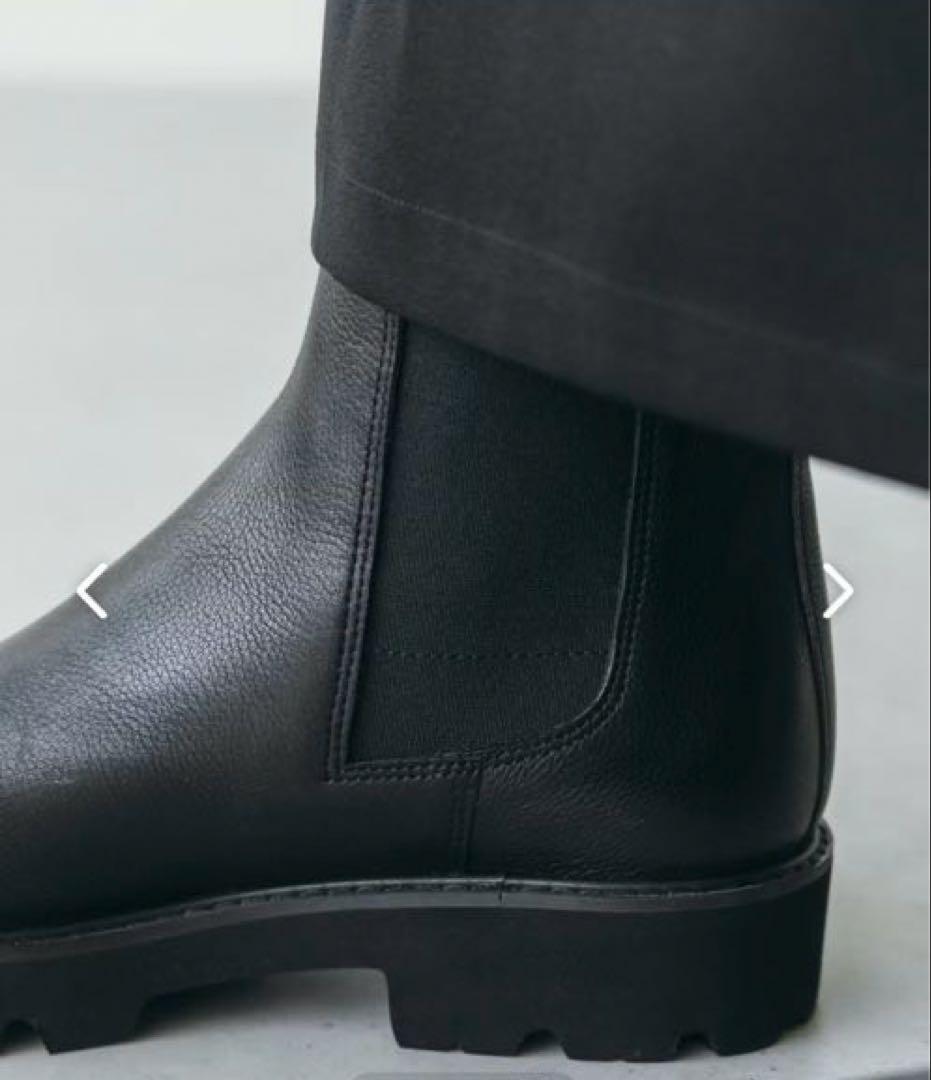 北欧、暮らしの道具店　サイドゴアブーツ　牛皮　ブラック　24センチ