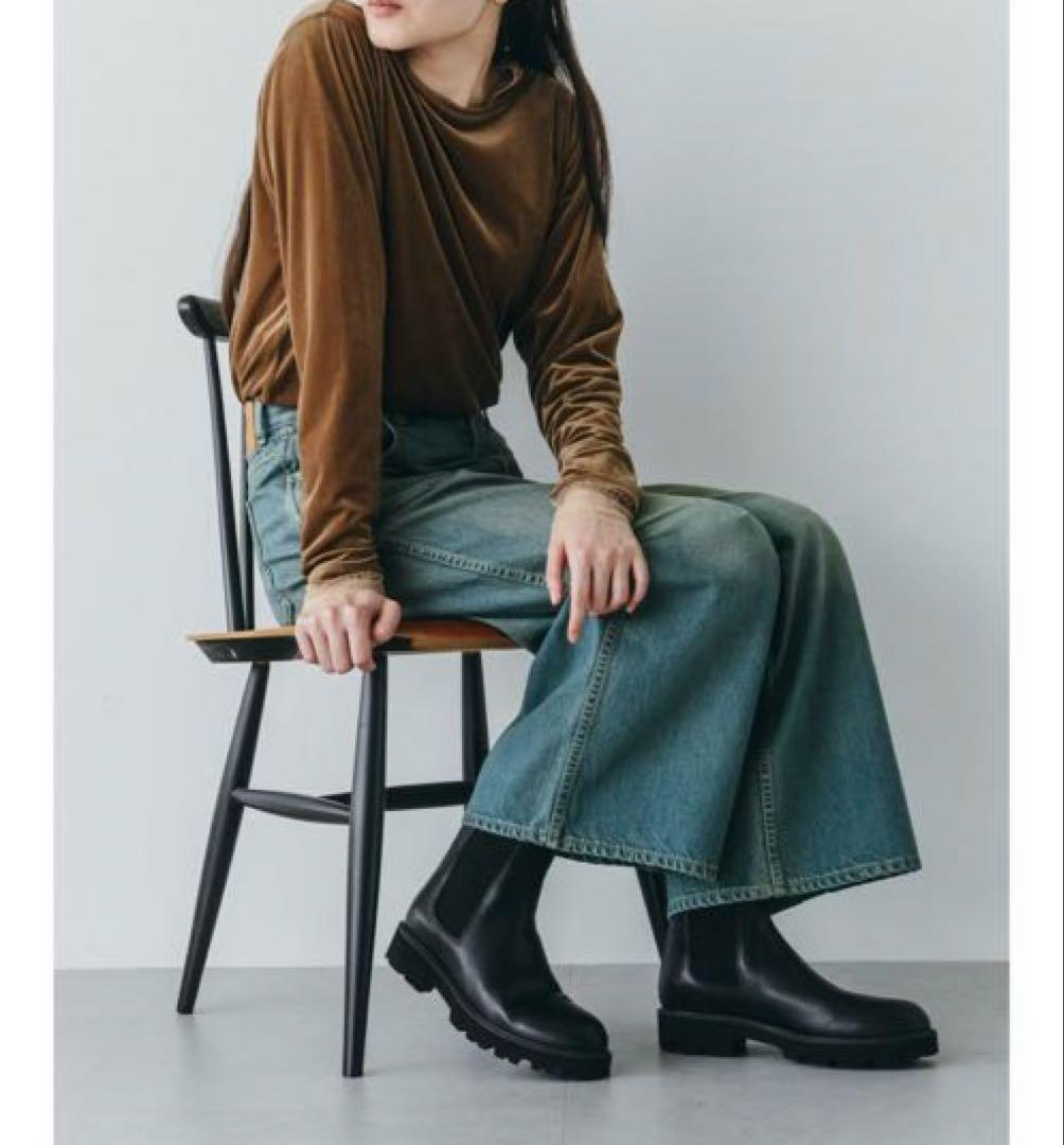 北欧、暮らしの道具店　サイドゴアブーツ　牛皮　ブラック　24センチ