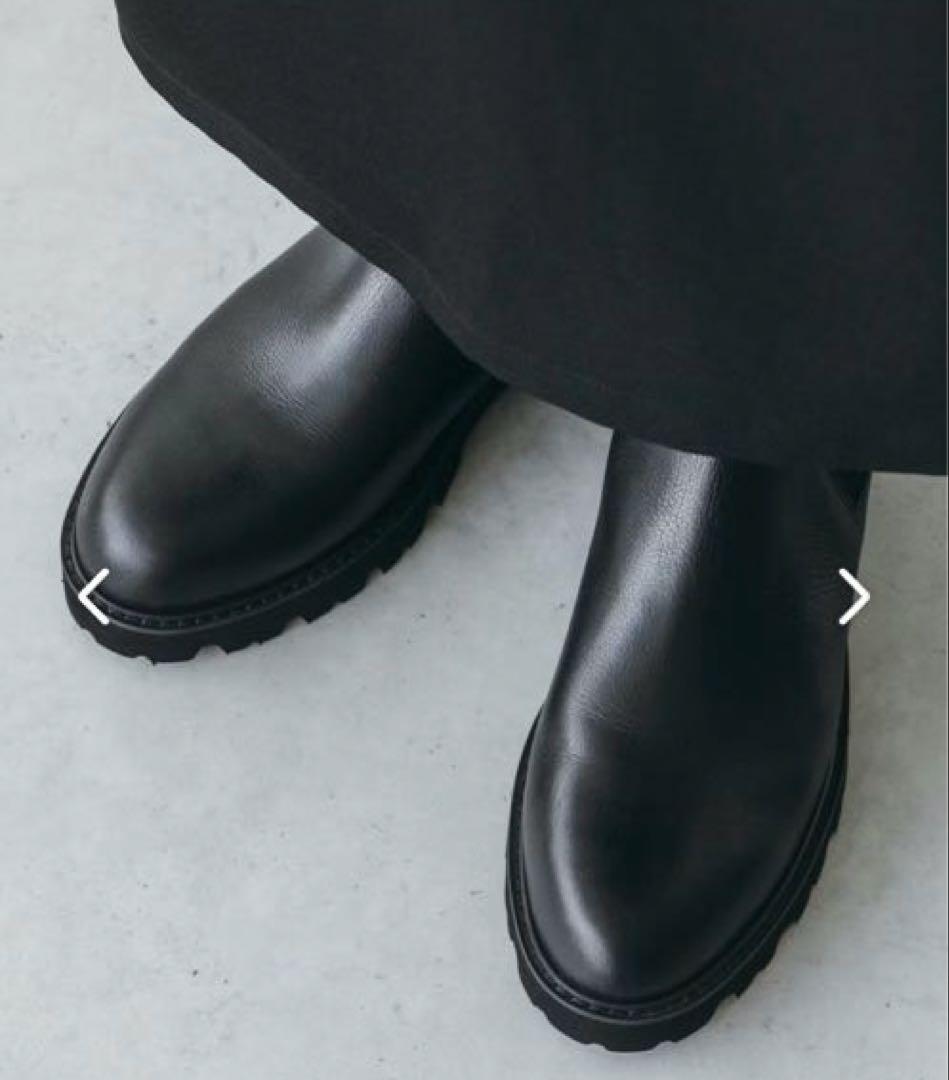 北欧、暮らしの道具店　サイドゴアブーツ　牛皮　ブラック　24センチ